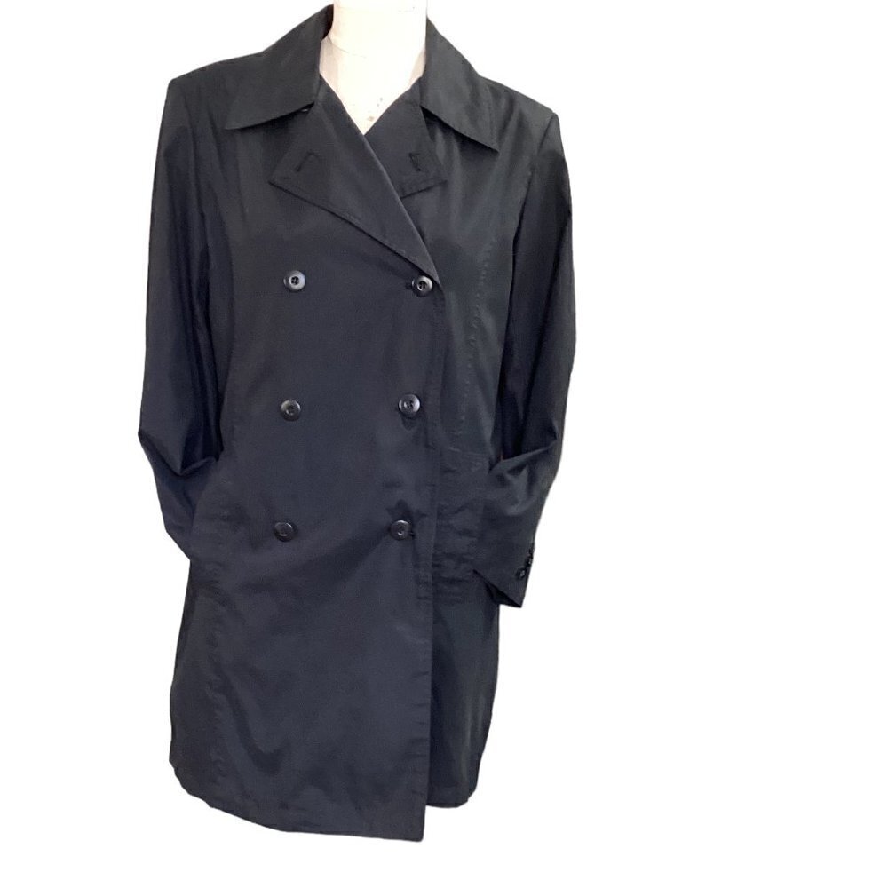 Charter Club Classic Solid Trench Coat Sz M Black 31R